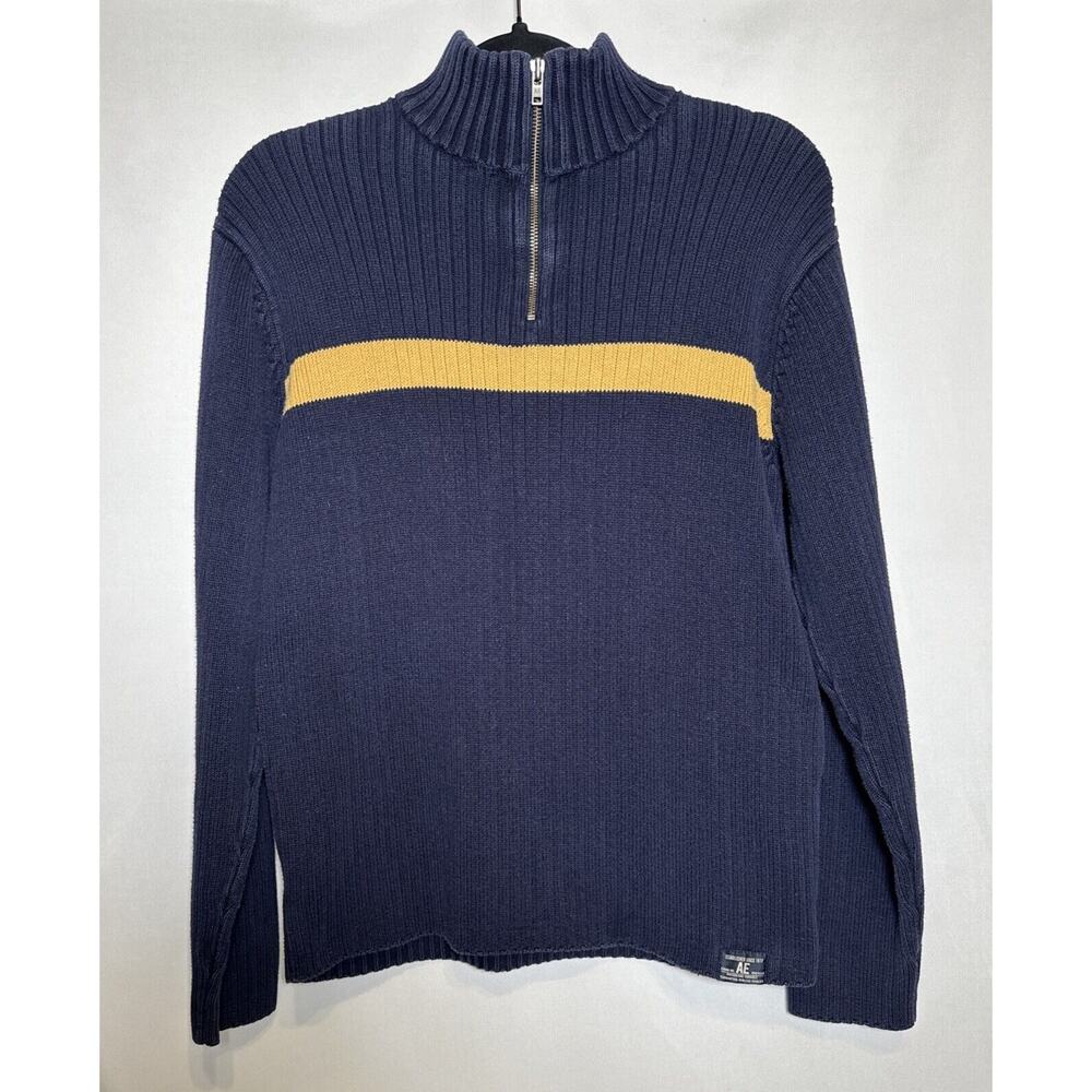 American Eagle Sweater Men's Small Vintage Slim Fit 1/4 Zip Pullover Ribbed